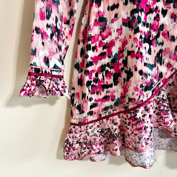 Rococo Sand Pink Long Sleeve Mimi Mini Wrap Dress Sz L - Picture 6 of 9